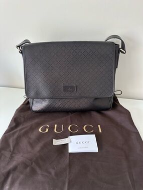 Gucci Brown Diamante Leather Messenger Bag